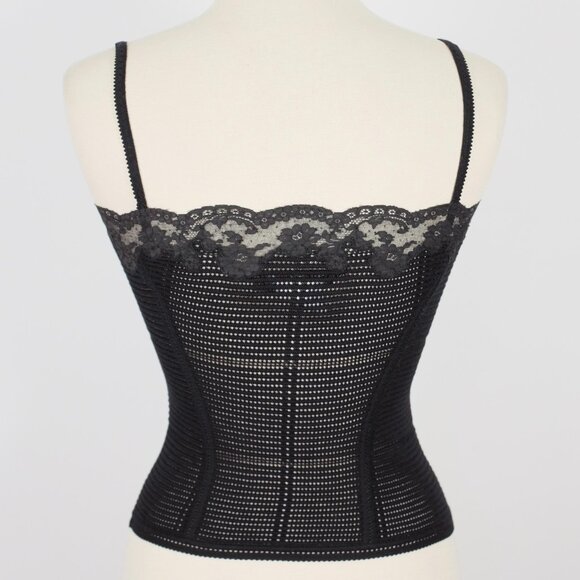 Y2K John Galliano 90s cardigan top twinset sweater sz S black open knit lace - Picture 6 of 14